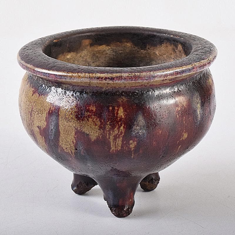 中国　均窯　釣窯釉　三つ足香炉　C　R8573