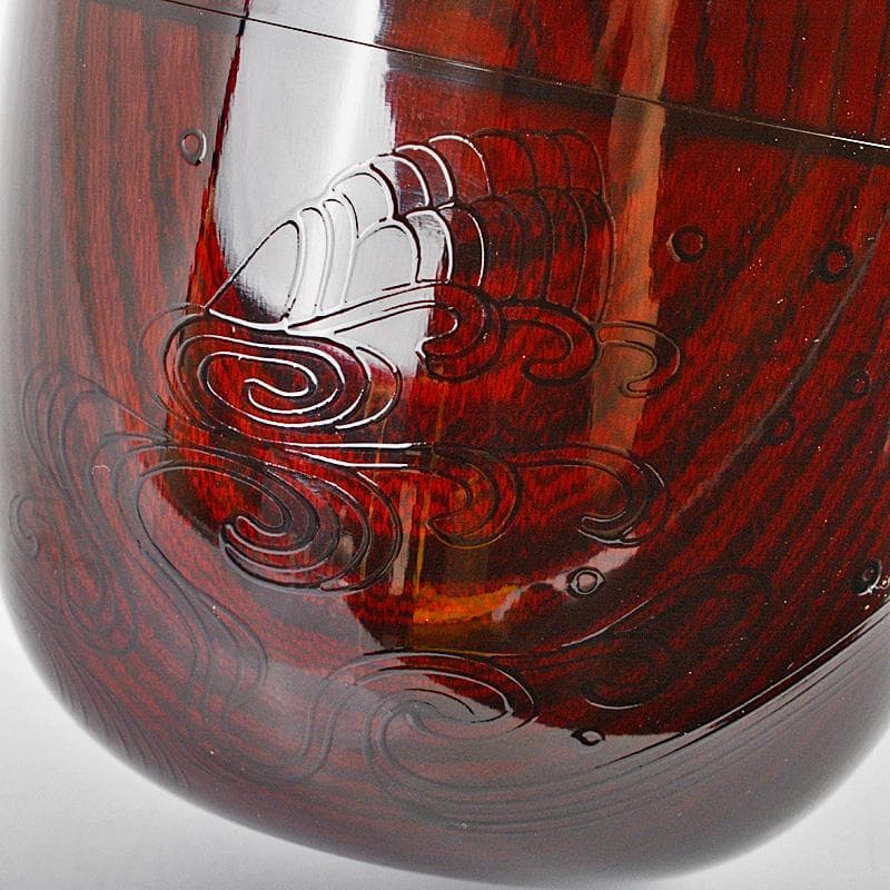 山中塗　辻石斎造　波に貝蒔絵　大棗　共布　宗左(而妙斎)極め箱　F　R6886