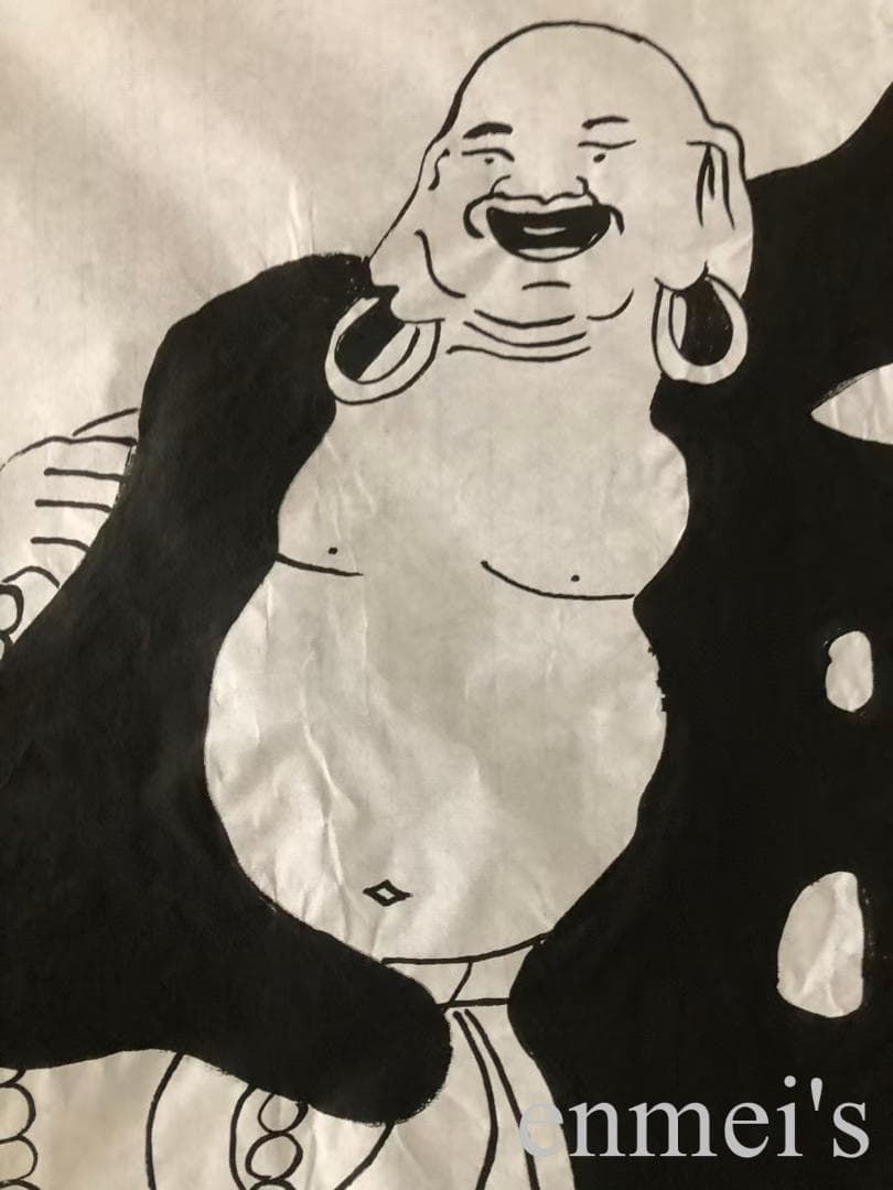 中国古美術・弥勒仏図三尺画芯・郭徳綱印款・水墨画・純手書き・書道品・文房・带水印