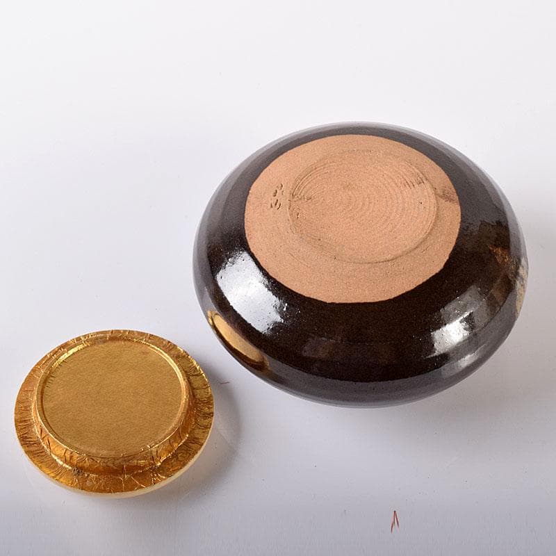 茶道具　平安　万代喜山造　内海茶入　仕覆付　共箱　V　7302