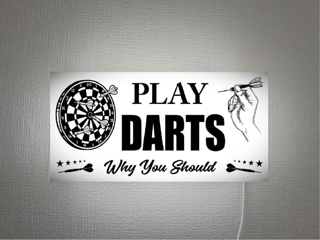 【Lサイズ】ダーツ ゲーム プレイ 壁掛け 照明 看板 置物 雑貨 ライトBOX