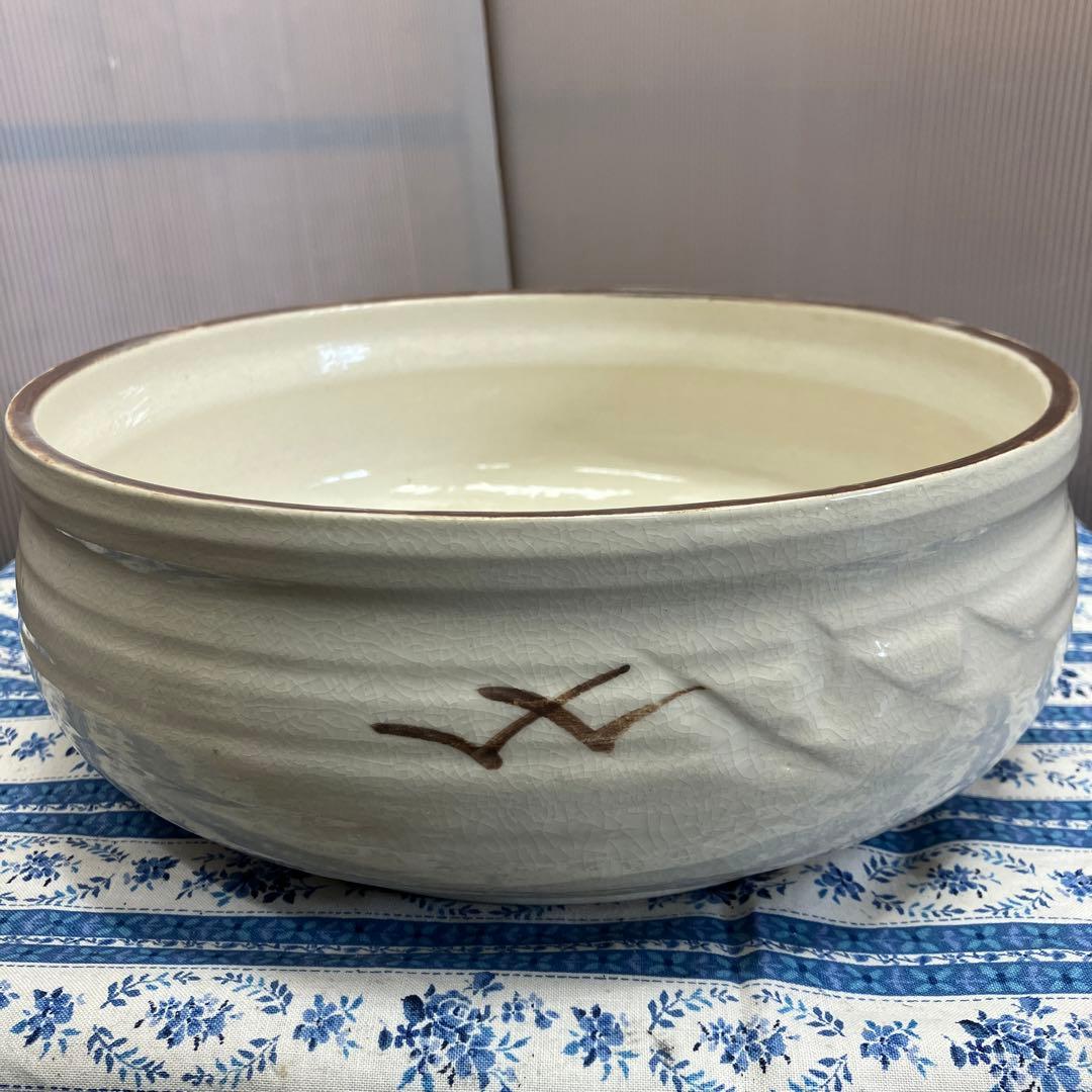 骨董品　茶道具　水差　志野平水指　掻合塗割蓋　加藤五陶　造　共箱　S460HMS