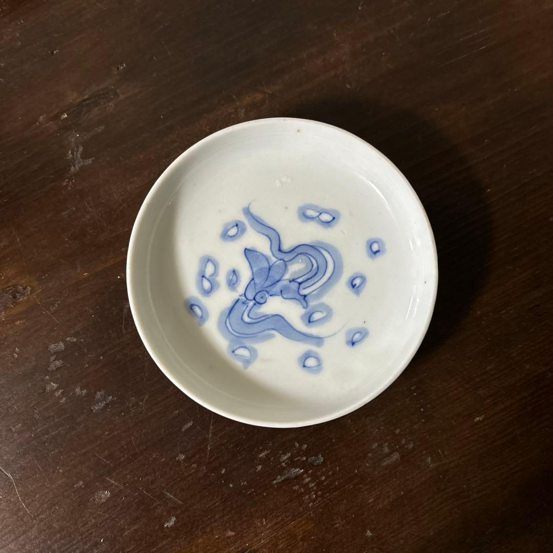 アンティーク　伊万里　うさぎ図染付小皿5点　幕末　明治　大正　検:白洲正子　李朝