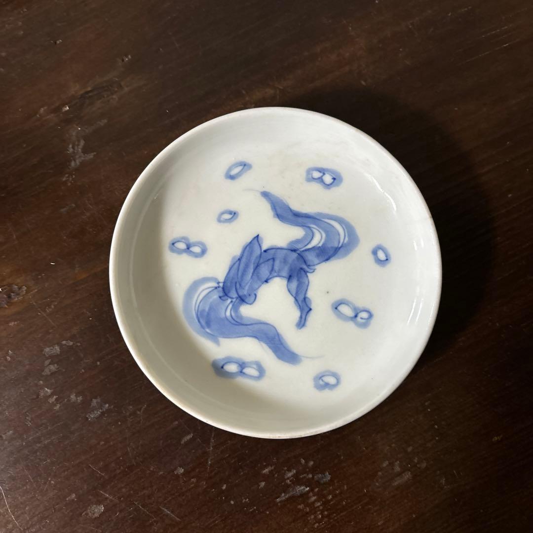 アンティーク　伊万里　うさぎ図染付小皿5点　幕末　明治　大正　検:白洲正子　李朝