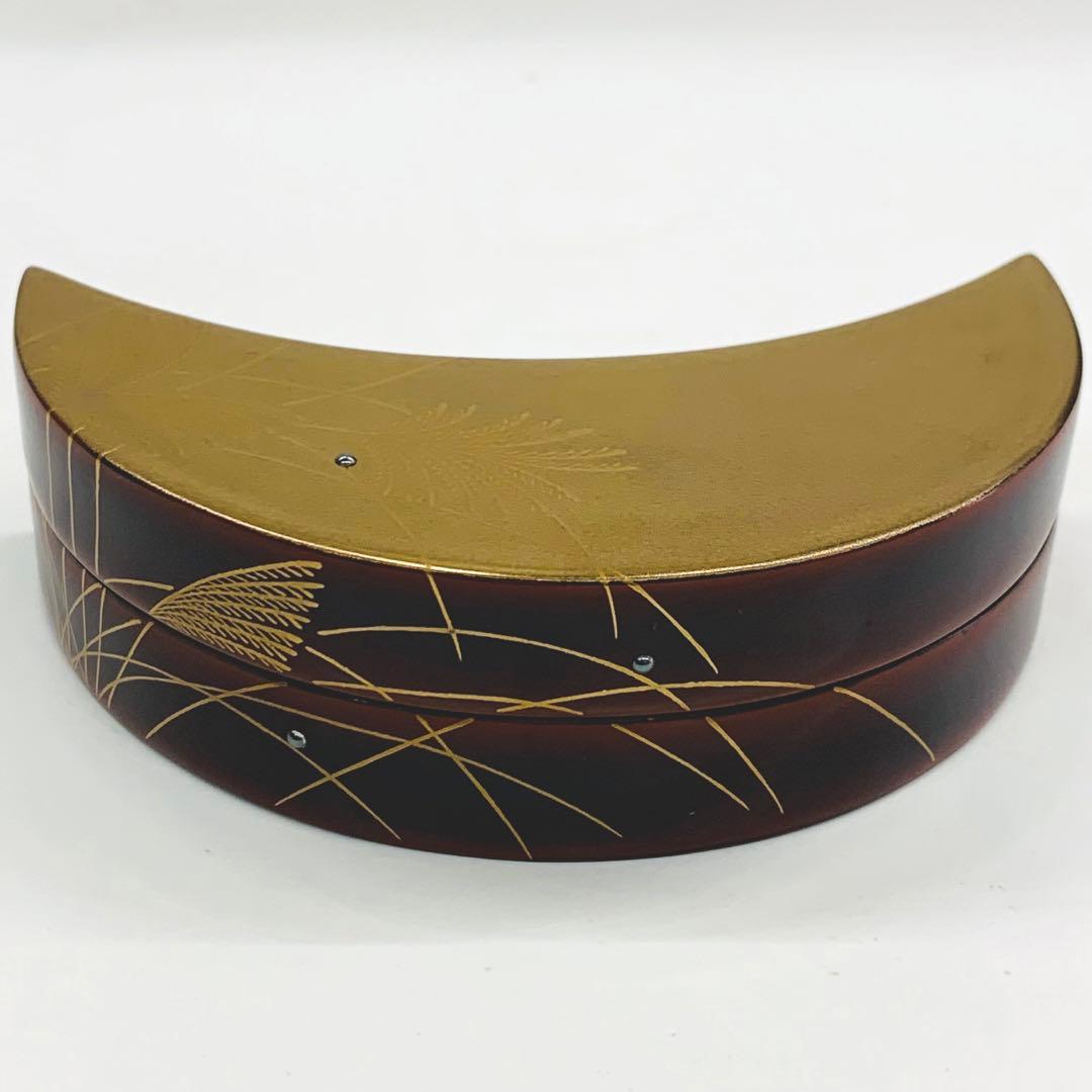 【香合　金ぼかし芒蒔絵三日月】箕輪一星　共箱