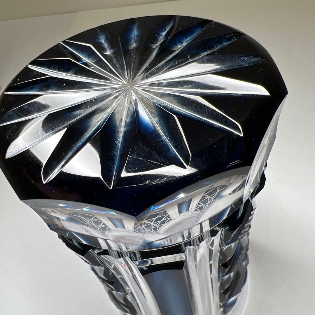 薩摩切子　島津磯斉　色被せ切子ガラス　タンブラー　共箱　東Y7-1205☆2F