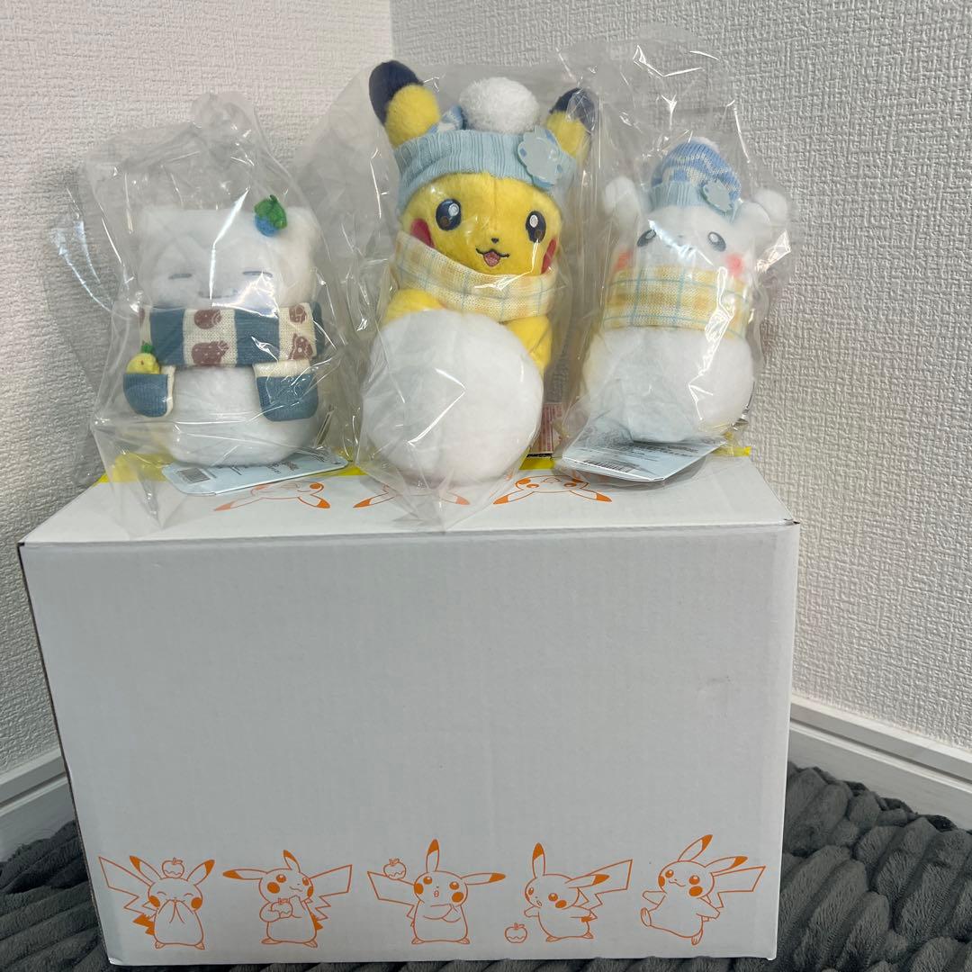ポケモン ピカチュウゆきだるま ゆきあそび　ぬいぐるみ 3点セット