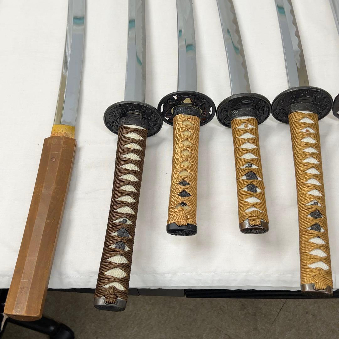 【傷あり】B 模造刀 10本 まとめ 透かし鍔 太刀鍔 太刀 脇差 白鞘