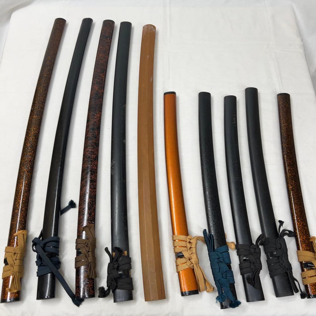 【傷あり】B 模造刀 10本 まとめ 透かし鍔 太刀鍔 太刀 脇差 白鞘