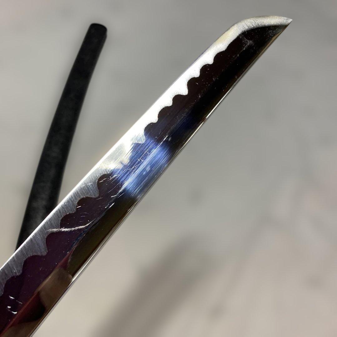 格安模造刀大刀 濃緑柄 波絵透し丸鍔 黒梨地鞘