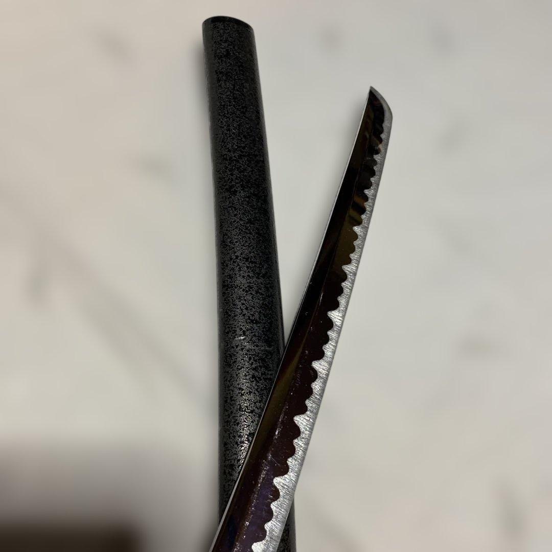 格安模造刀大刀 濃緑柄 波絵透し丸鍔 黒梨地鞘