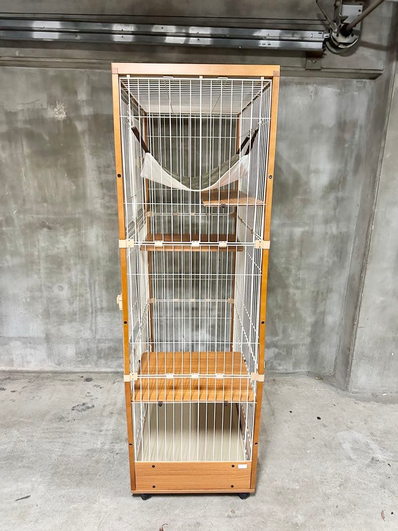 ieneko キャットケージ 3段 猫ケージ 木製 ナチュラル