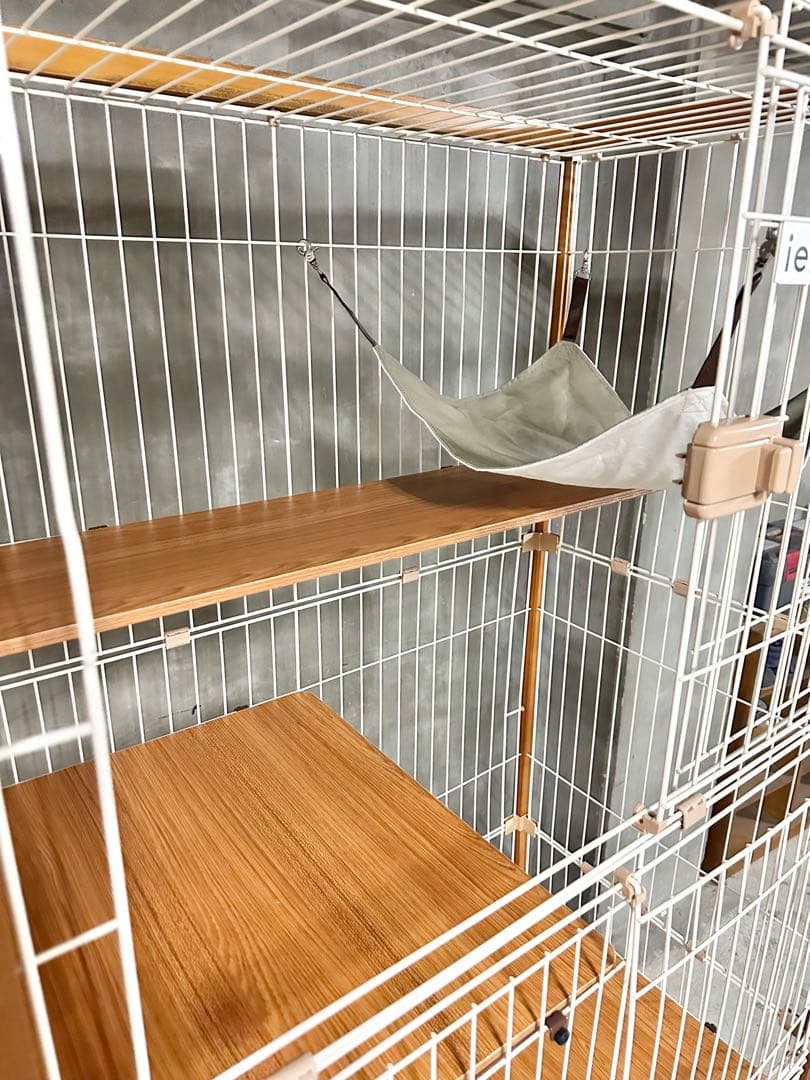 ieneko キャットケージ 3段 猫ケージ 木製 ナチュラル