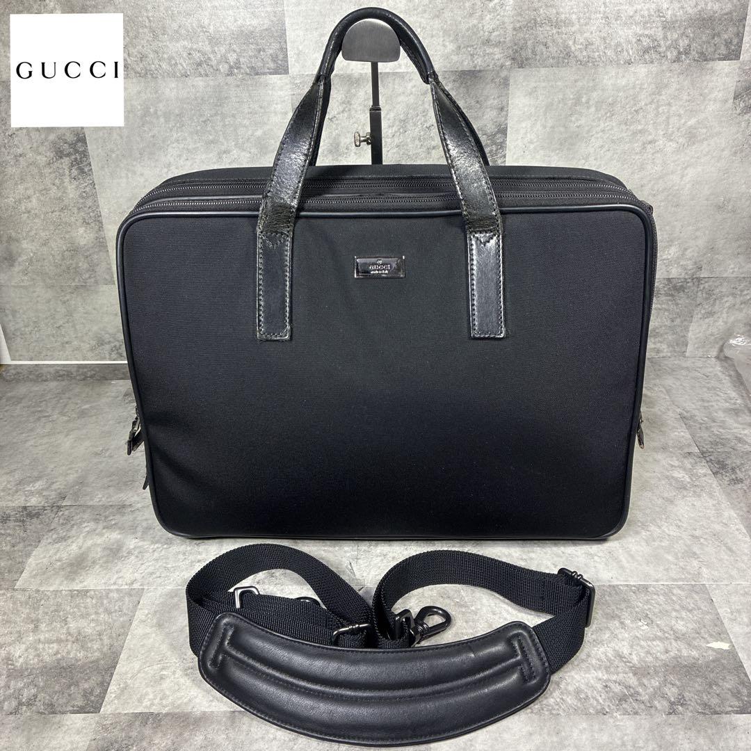 【訳あり】GUCCI グッチ ビジネスバッグ パソコンバッグ ナイロン ブラック
