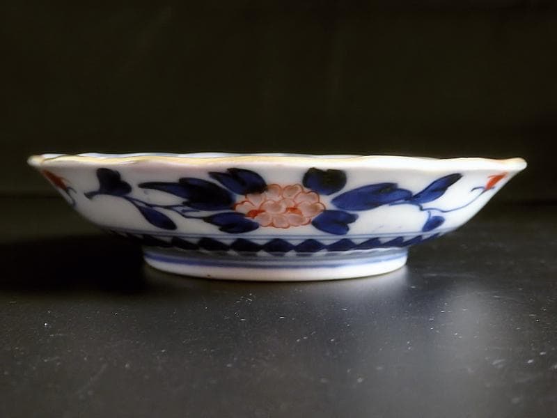 古伊万里　金襴手　百花繚乱　花鳥紋の図　４寸皿　５枚　D511AS-favu