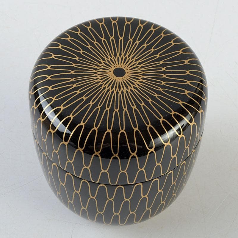 茶道具　蒔絵師　中川秀甫作　網目蒔絵　中棗　共箱　V　9347