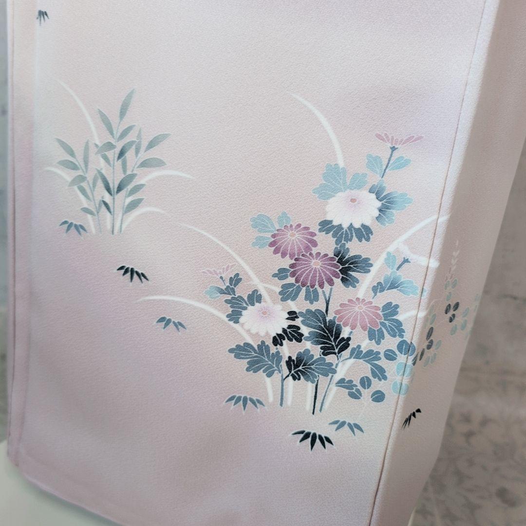 訪問着　フルセット　着物　正絹　薄紫ピンク　友禅　祝い事　優美　花　O9