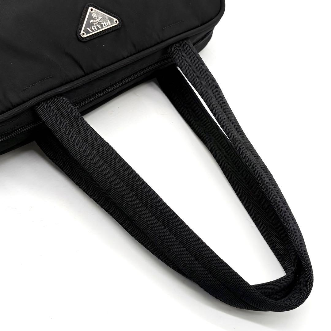 極美品✨プラダ ハンドバッグ ミニボストン ナイロン 三角ロゴ 白タグ ブラック