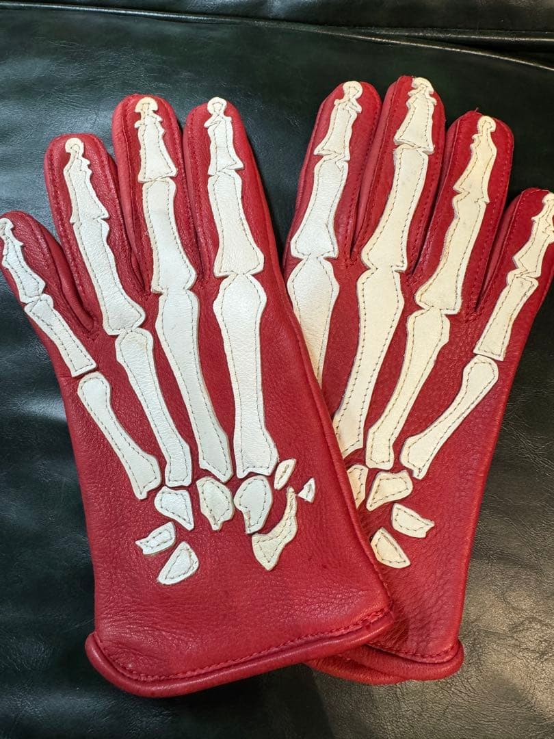 VANSON レザー グローブ Roper Bones X-ray S RED