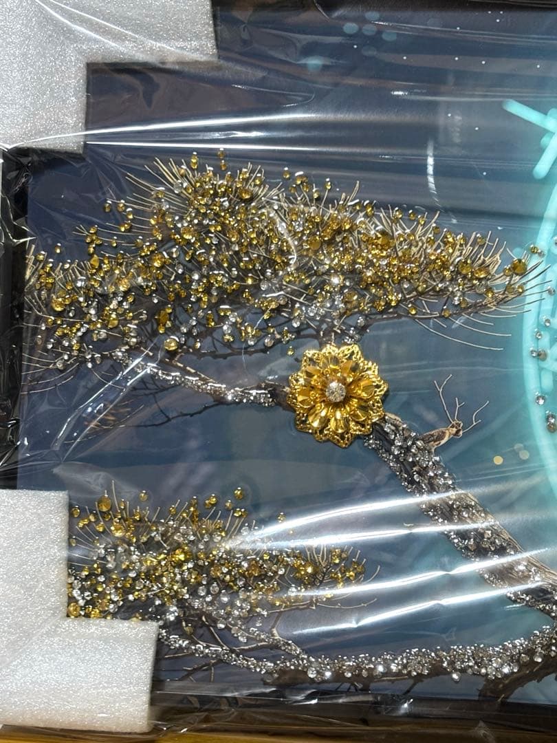 クリスタルアートパネル 水晶絵 立体絵 梟フクロウ