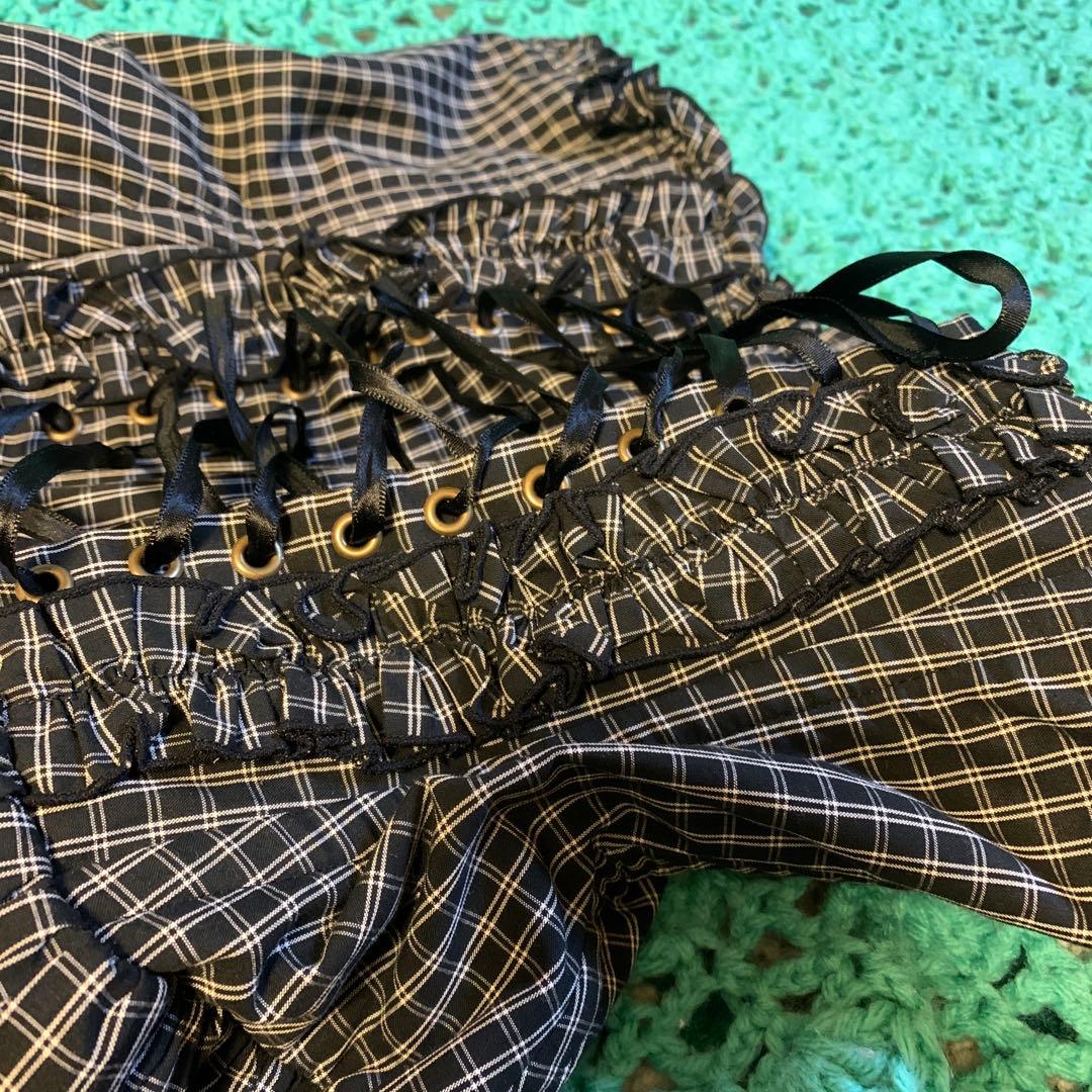 アトリエピエロ　スカート　チェック柄　編みコルセット