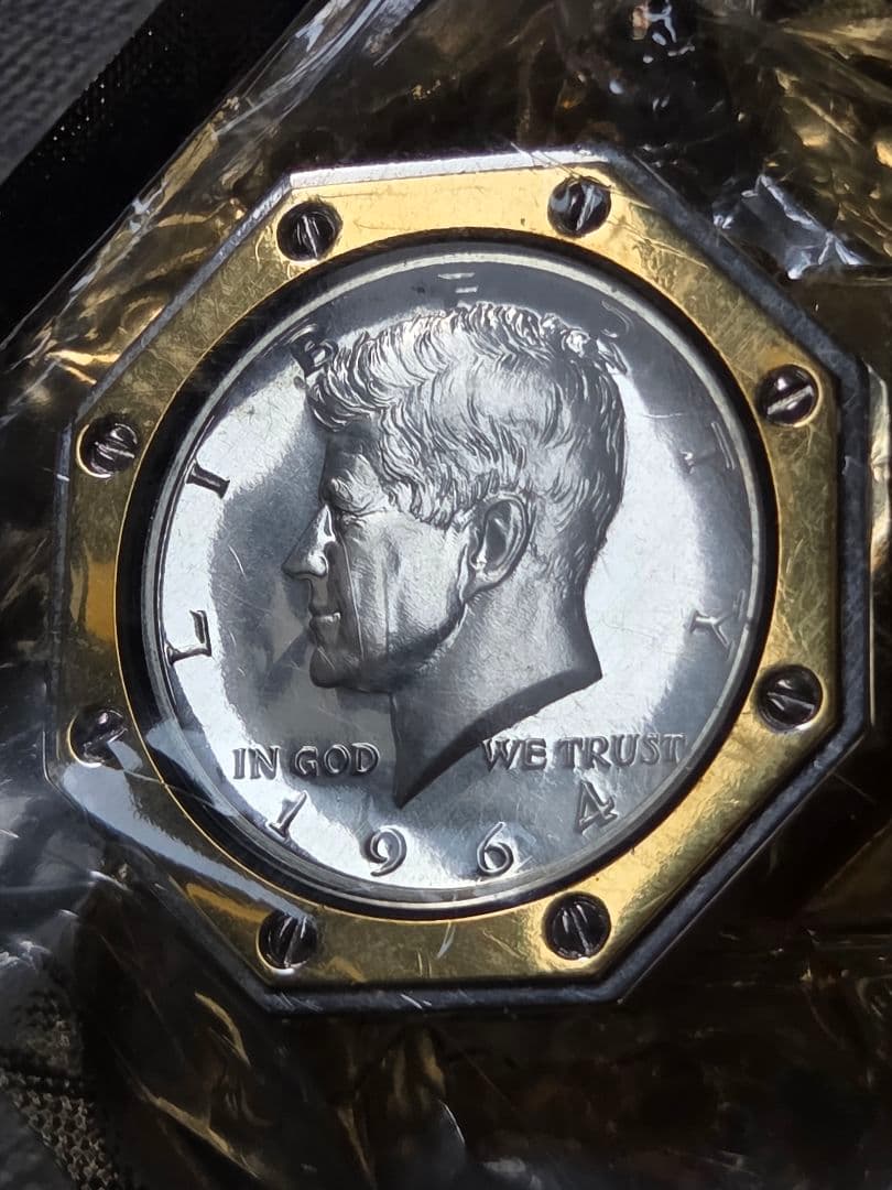 (プルーフ)　アメリカ　ケネディ大統領　ハーフダラー銀貨　入りバックル