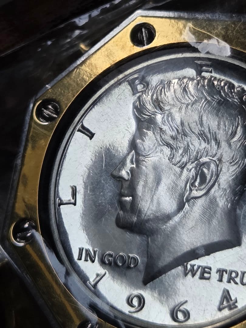 (プルーフ)　アメリカ　ケネディ大統領　ハーフダラー銀貨　入りバックル