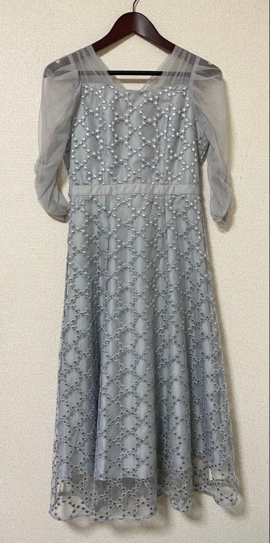 新品　Dorry Doll ダイヤフラワーレースドレス　グレー　M