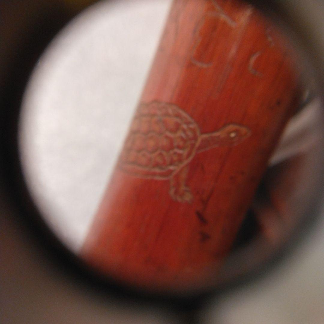 キセル入れ竹製筒状アンティーク 漢字彫刻付き　揚げ物　根付け　印籠