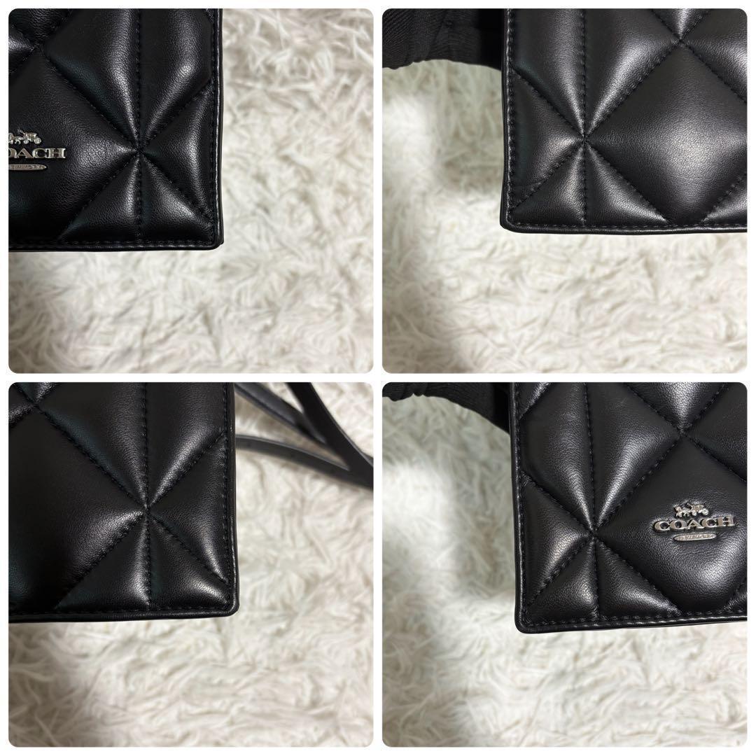 未使用級/保存袋付✨コーチ ショルダーバッグ ノース サウス パフィー 本革 黒