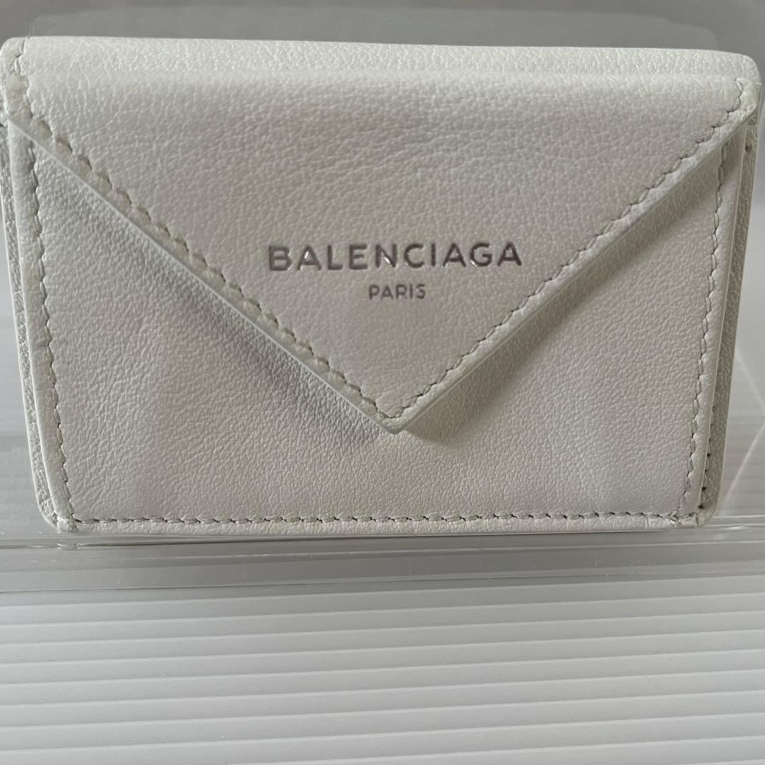 BALENCIAGA ペーパー ミニウォレット 三つ折り財布 白
