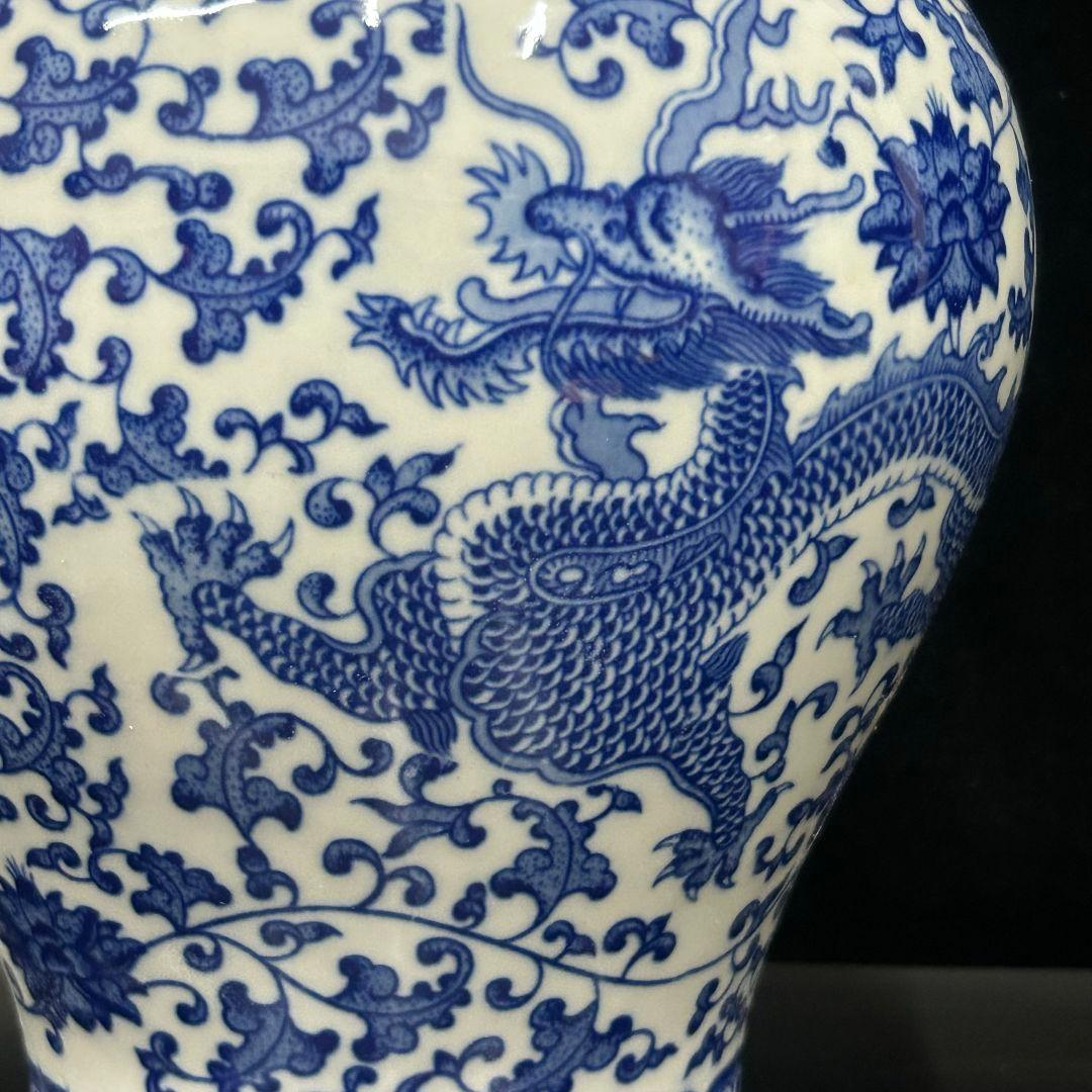 景徳鎮 青花磁器 竜紋将軍貯蔵缶 装飾品 現代工芸品 美術品 置物