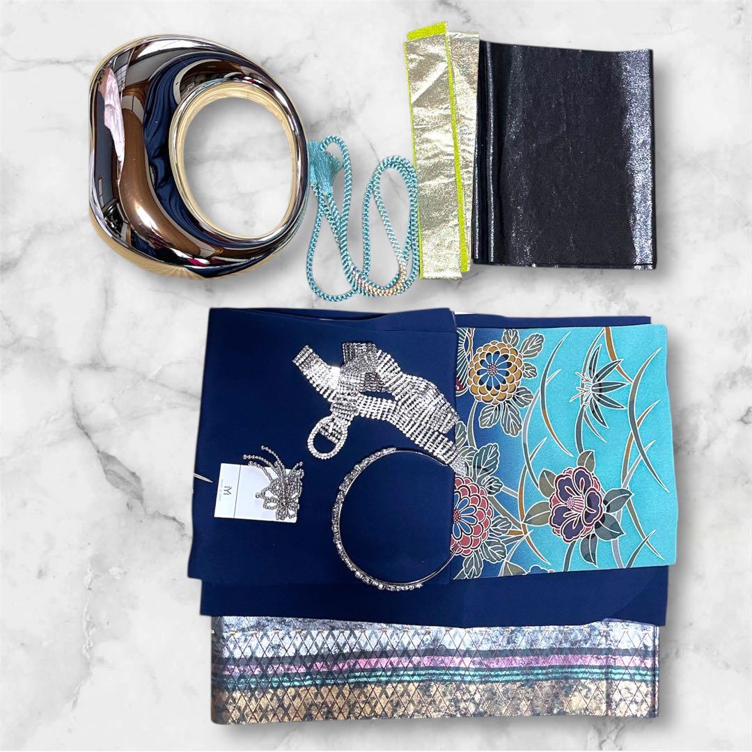 本日限定価格！紅型 ブルー ファー付き 振袖 フルセット 成人式