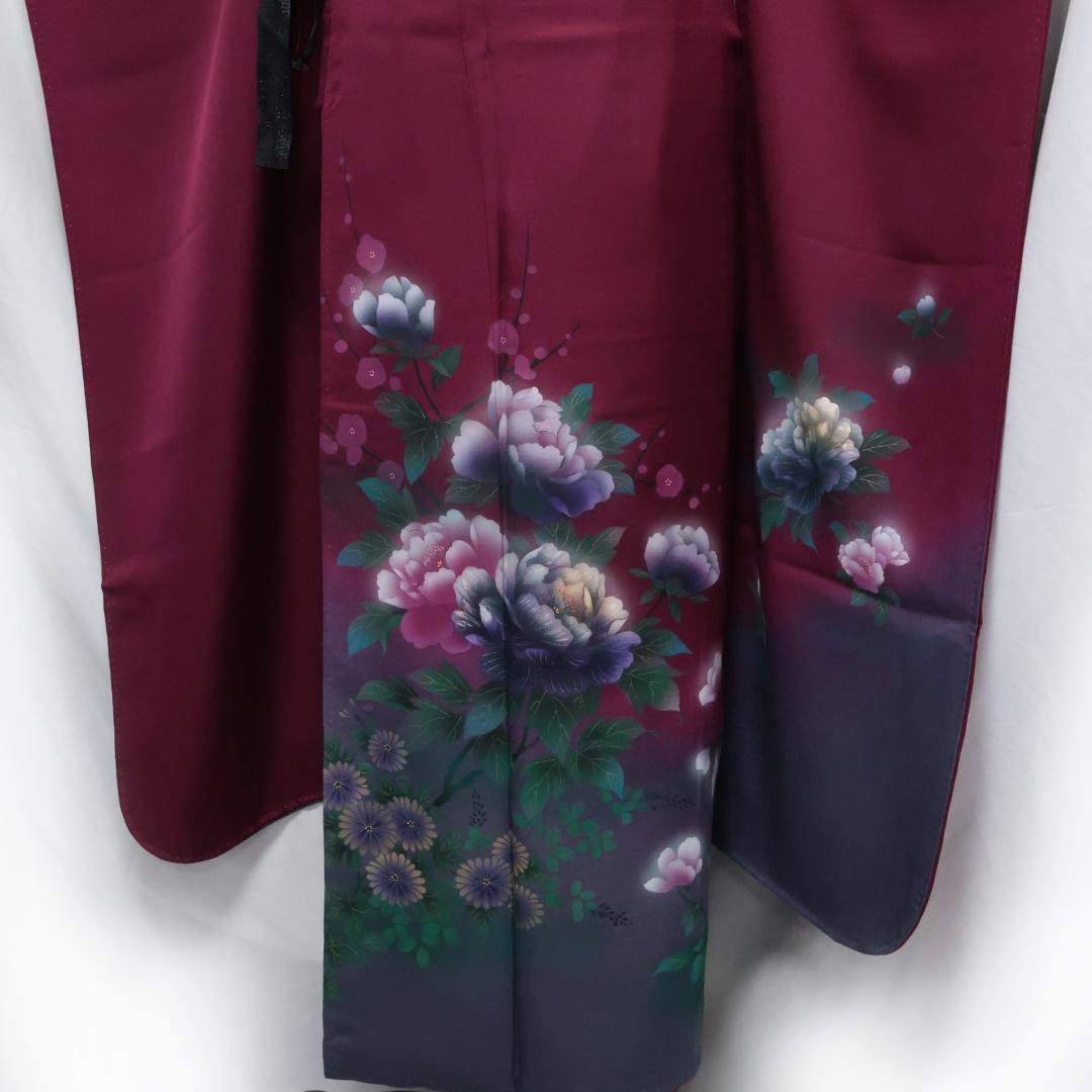 艶を極めた希少色◆ 振袖セット ◆ワインレッドエンジ色フルセットie37