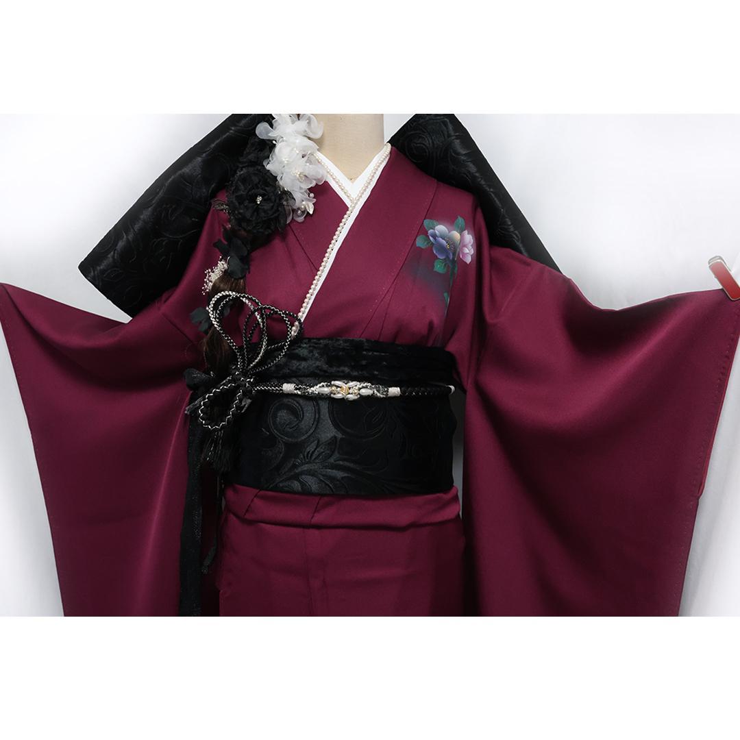 艶を極めた希少色◆ 振袖セット ◆ワインレッドエンジ色フルセットie37