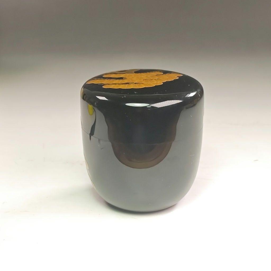 ウ225 棗『塗師　辻石斎』『表千家而妙斎　花押　極箱』『松蒔絵　内梨子地大棗』