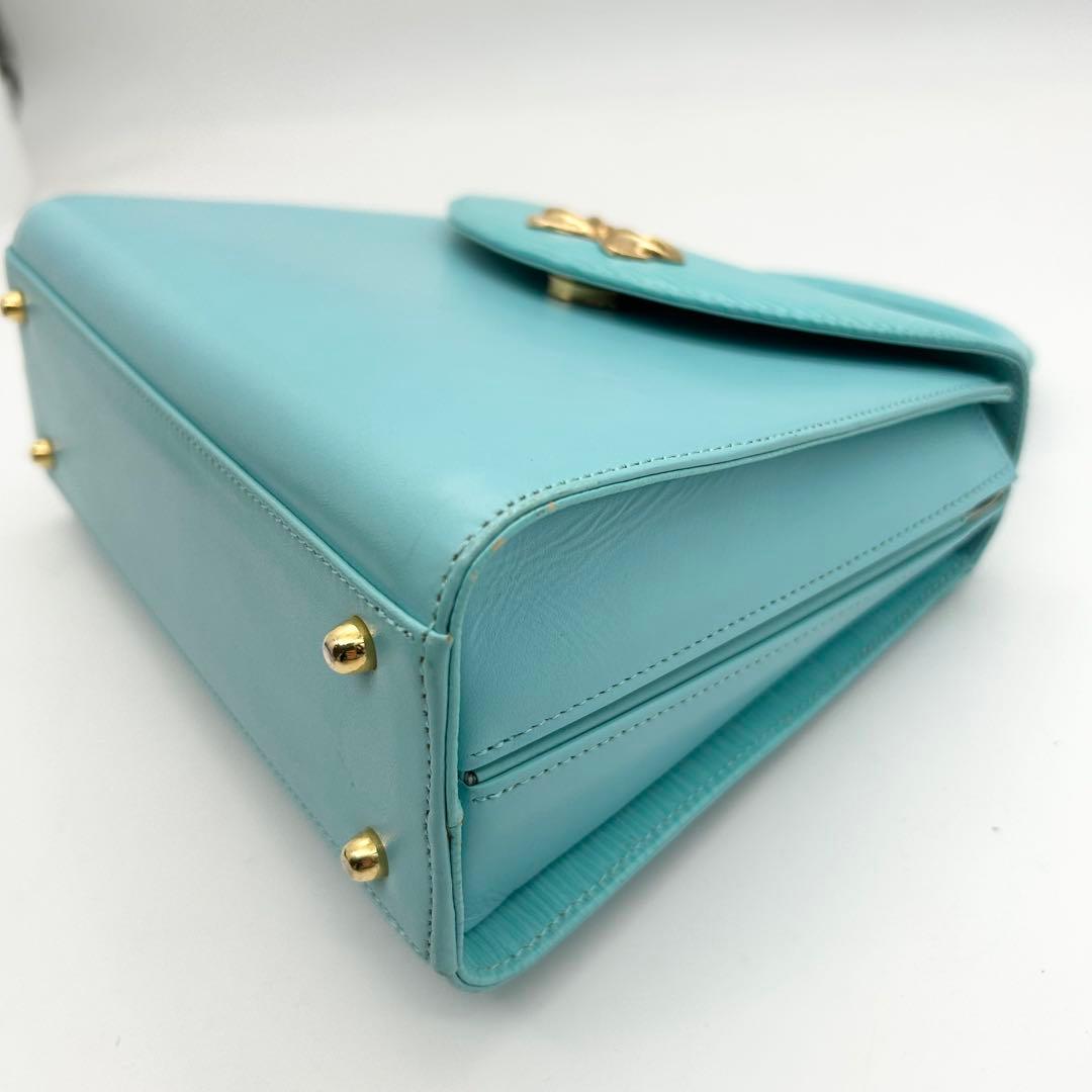 美品&入手困難　ハナエモリ　ショルダーバッグ　2way　レザー　ブルー　リボン