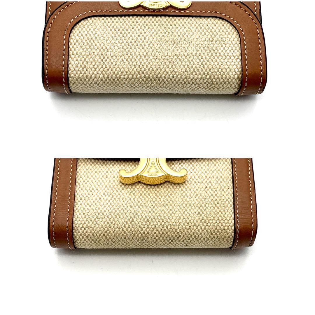 現行◆CELINE 三つ折り財布 トリオンフ キャンバス ブラウン