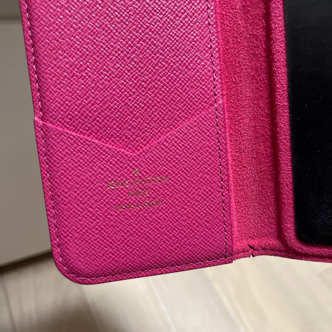 美品ルイヴィトン　手帳型 iPhoneケース ブラウン/ピンク