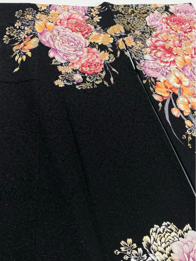 振袖 豪華 銀通し 刺繍 金彩 個性的 大輪 胡蝶蘭 身丈173cm 撥水加工済