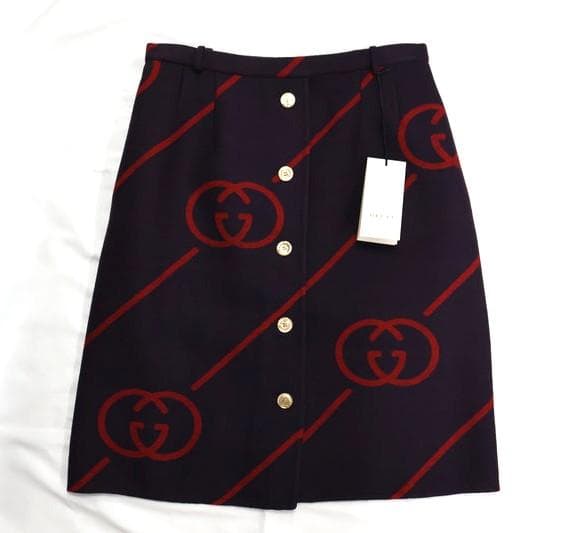 【未使用】GUCCI　グッチ　GG　ロゴ　スカート　サイズ44　パープル×レッド