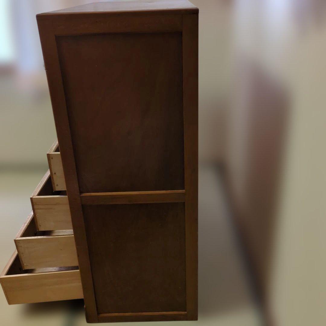 昭和　レトロ　タンス　箪笥　チェスト　引き出し　波板ガラス　ガラス戸