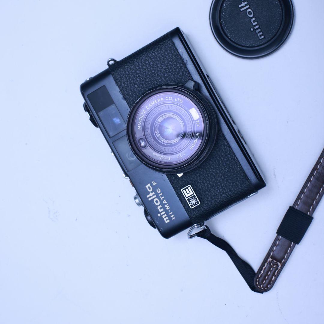 フィルムカメラ MINOLTA HI-MATIC F 電池付き 黑