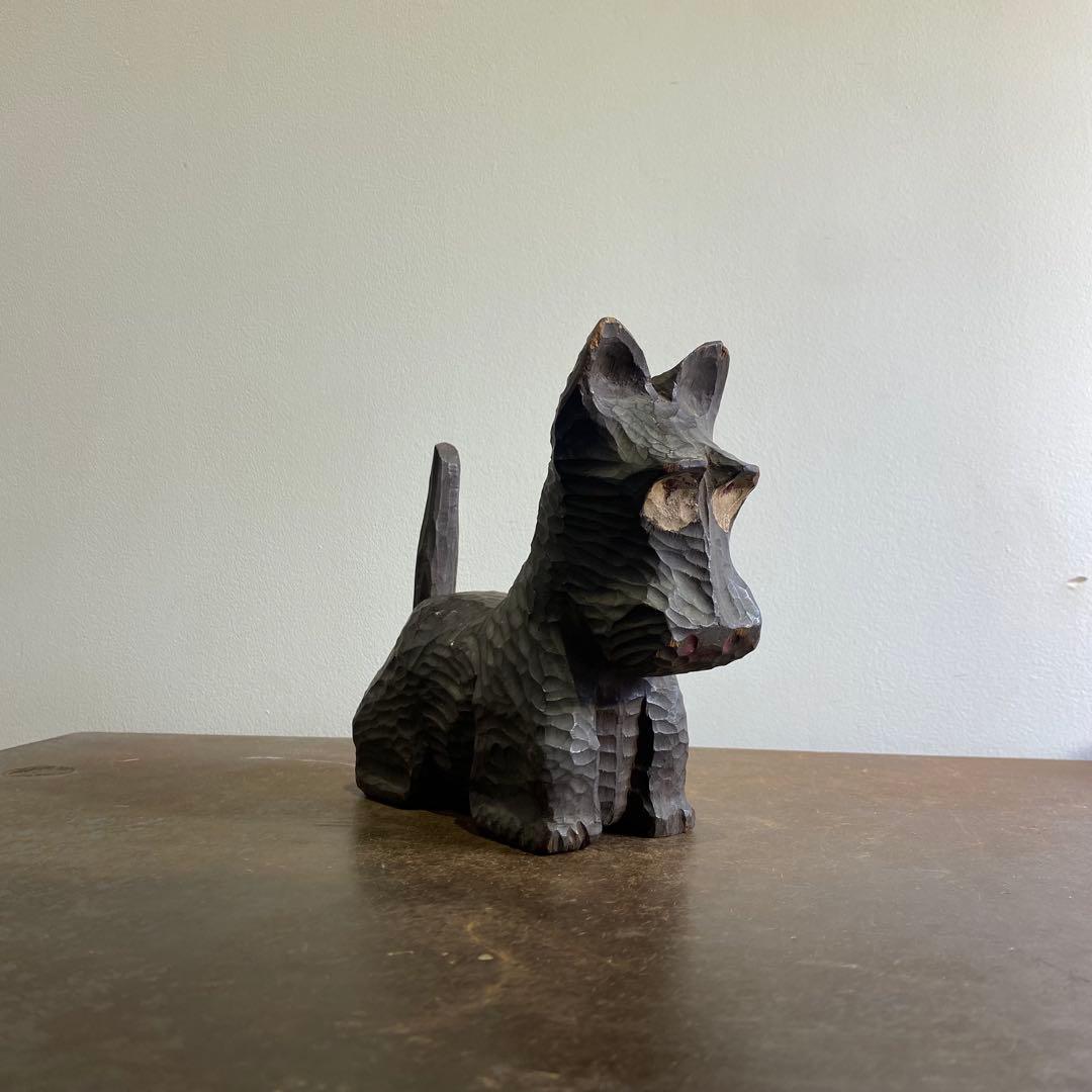 古い木彫りの犬 アンティーク