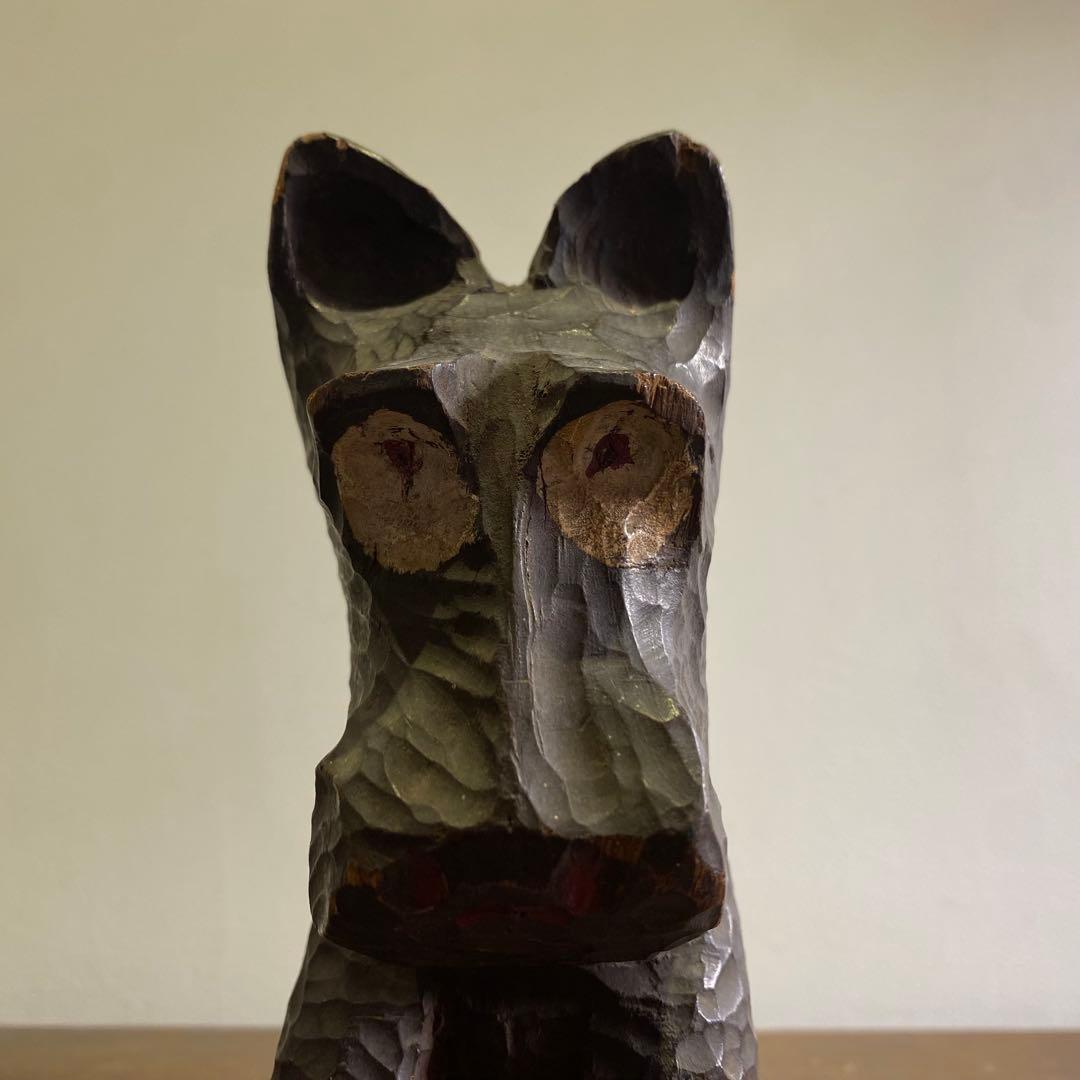 古い木彫りの犬 アンティーク