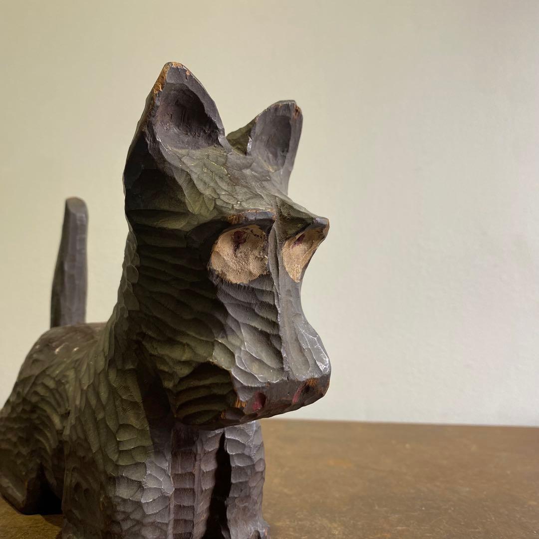 古い木彫りの犬 アンティーク