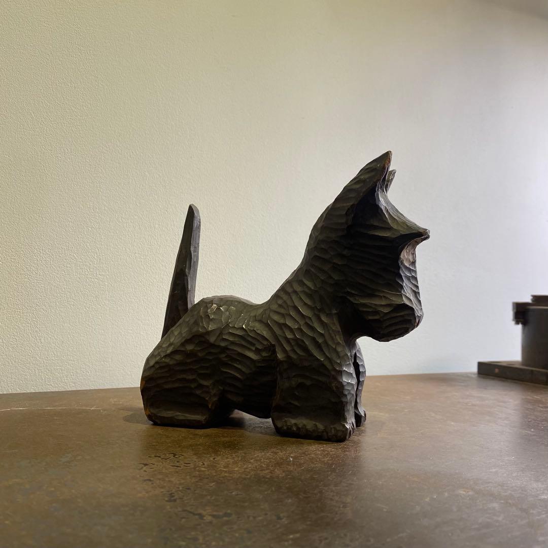 古い木彫りの犬 アンティーク