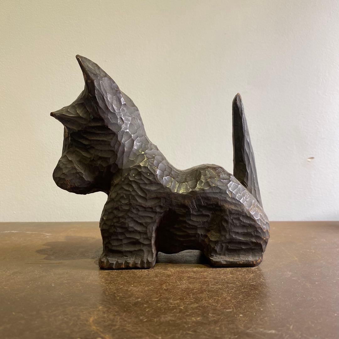 古い木彫りの犬 アンティーク