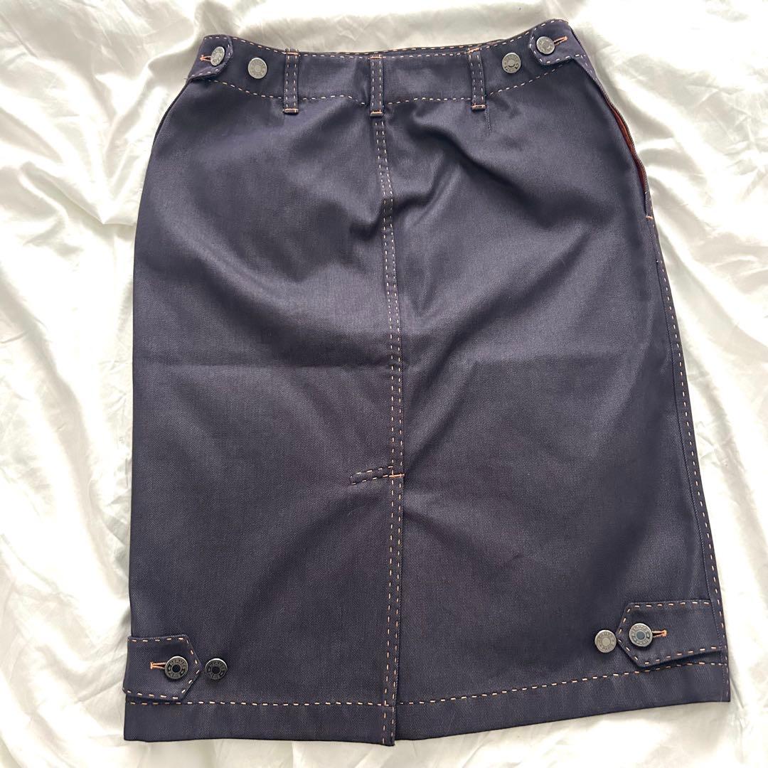 美品 HERMES エルメス スカート セリエ デニム ステッチ パープル 紫