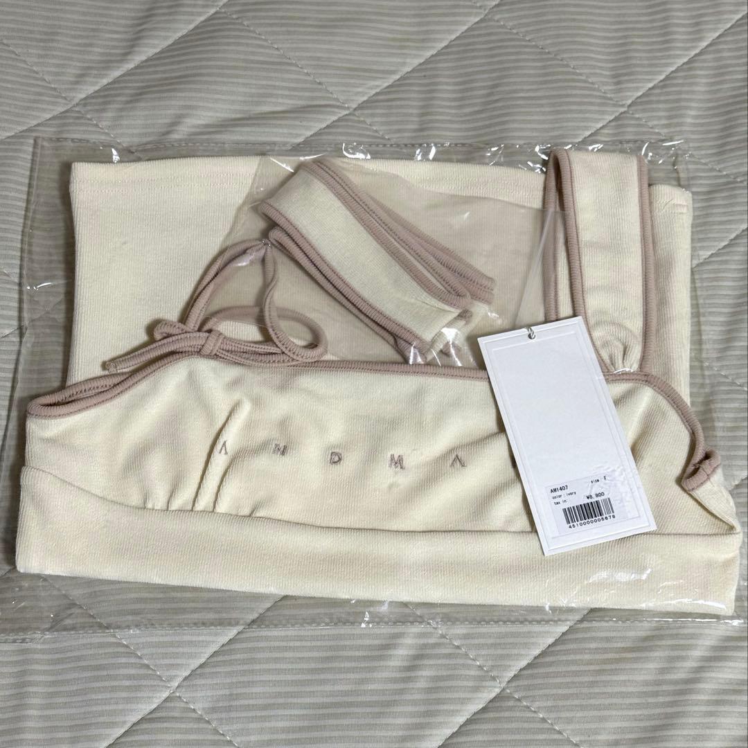 トップス andmary Bella ribbon tank ivory